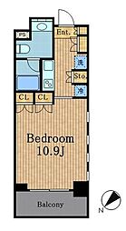 JR山手線 目黒駅 徒歩5分の賃貸マンション 2階1Kの間取り