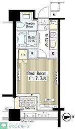 都営大江戸線 六本木駅 徒歩4分の賃貸マンション 2階1Kの間取り
