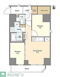 JR京浜東北・根岸線 蒲田駅 徒歩9分の賃貸マンション 3階2LDKの間取り