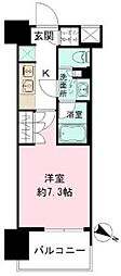 JR山手線 目黒駅 徒歩10分の賃貸マンション 7階1Kの間取り