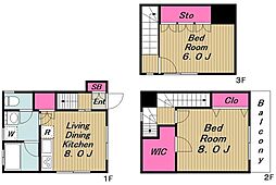 西五反田4丁目戸建 1階2LDKの間取り