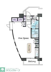 JR山手線 大崎駅 徒歩7分の賃貸マンション 8階ワンルームの間取り