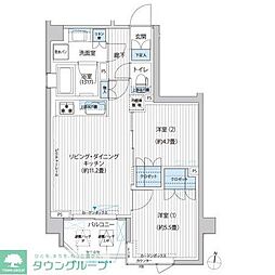 東急東横線 都立大学駅 徒歩4分の賃貸マンション 2階2LDKの間取り