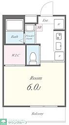 東急池上線 荏原中延駅 徒歩10分の賃貸マンション 3階1Kの間取り