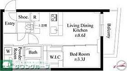 東急東横線 都立大学駅 徒歩13分の賃貸マンション 1階1LDKの間取り
