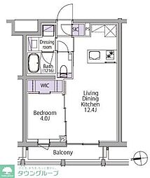都営三田線 白金台駅 徒歩8分の賃貸マンション 3階1LDKの間取り