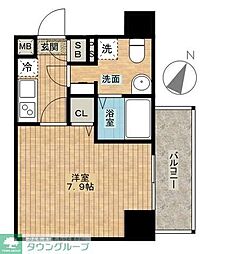 東急目黒線 不動前駅 徒歩4分の賃貸マンション 10階1Kの間取り