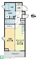 東急池上線 池上駅 徒歩7分の賃貸マンション 5階1DKの間取り