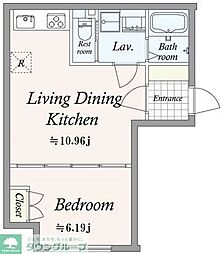 都営三田線 芝公園駅 徒歩6分の賃貸マンション 1階1LDKの間取り