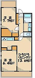 東急池上線 千鳥町駅 徒歩3分の賃貸マンション 4階2LDKの間取り