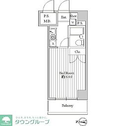東急池上線 池上駅 徒歩6分の賃貸マンション 5階1Kの間取り