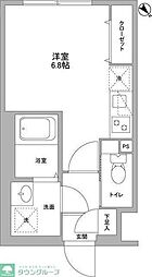 東急目黒線 不動前駅 徒歩6分の賃貸マンション 2階ワンルームの間取り