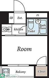 京急本線 鮫洲駅 徒歩3分の賃貸マンション 3階1Kの間取り