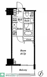 JR山手線 目黒駅 徒歩7分の賃貸アパート 4階1Kの間取り