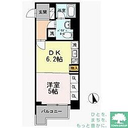 カスタリア大森3 1DKの間取図画像