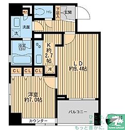 クリオ戸越銀座弐番館 1LDKの間取図画像