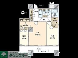 パークタワーグランスカイ 2LDKの間取図画像