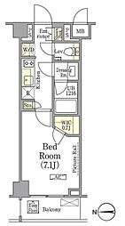 ザ・パークワンズ高輪 1Kの間取図画像