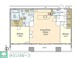 ザ・パークタワー東京サウス 2SLDKの間取図画像