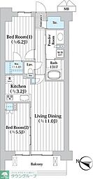 アビティグランデ砧 2LDKの間取図画像