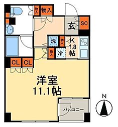 パークアクシス日本橋人形町 1Kの間取図画像