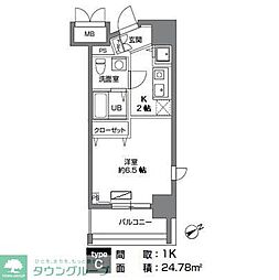 カスタリア三ノ輪 1Kの間取図画像