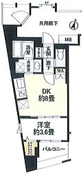 リビオレゾン千代田岩本町ルジェンテ 1DKの間取図画像