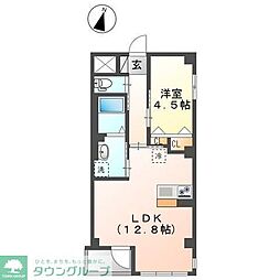 レガリア扇B棟 1LDKの間取図画像
