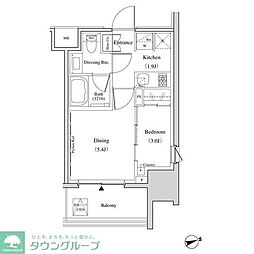 ザ・パークハビオ北千住 1DKの間取図画像