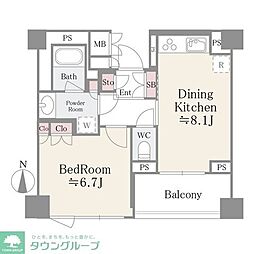 ボワエトワール立石 1DKの間取図画像