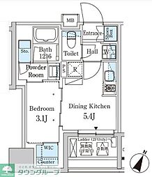 PARKAXIS神保町 1DKの間取図画像