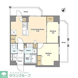 リテラス三ノ輪ウエスト 2LDKの間取図画像