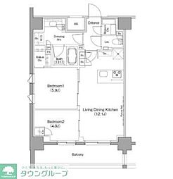 ザ・パークハビオ恵比寿プレイス 2LDKの間取図画像