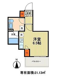 VERXEEDSENJUPARKSIDE ワンルームの間取図画像