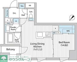 バウスフラッツ日本橋浜町 1LDKの間取図画像