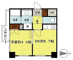 藤和シティホームズ島津山西 1DKの間取図画像