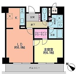 エステージ築地 1LDKの間取図画像