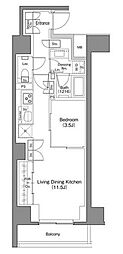 ザ・パークハビオ日本橋馬喰町 1LDKの間取図画像