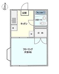 第2ファミーユ平本 1Kの間取図画像