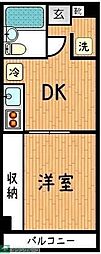 相鉄本線 星川駅 徒歩1分の賃貸マンション 2階1DKの間取り