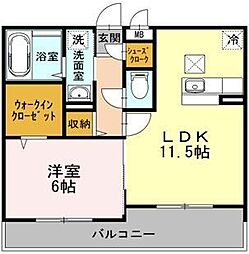 トロアモリール 1LDKの間取図画像
