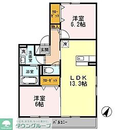 アクシス南林間壱番館 2LDKの間取図画像