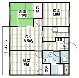 メゾンドレーブ 3DKの間取図画像