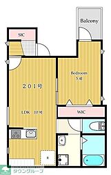 Southern Apartment 星川 1LDKの間取図画像