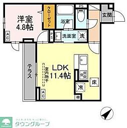 ジェルベーラ東柏ケ谷 1LDKの間取図画像