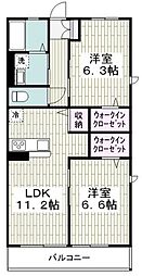 シャルマン2 2LDKの間取図画像