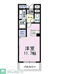 ヴィクトワール 1Kの間取図画像
