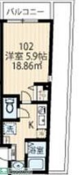 ラフィーネ鶴ヶ峰 1Kの間取図画像