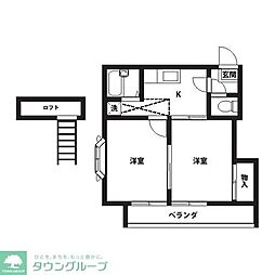 高座渋谷第14レジデンス 2Kの間取図画像