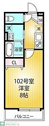 シュエット希望ヶ丘 1Kの間取図画像